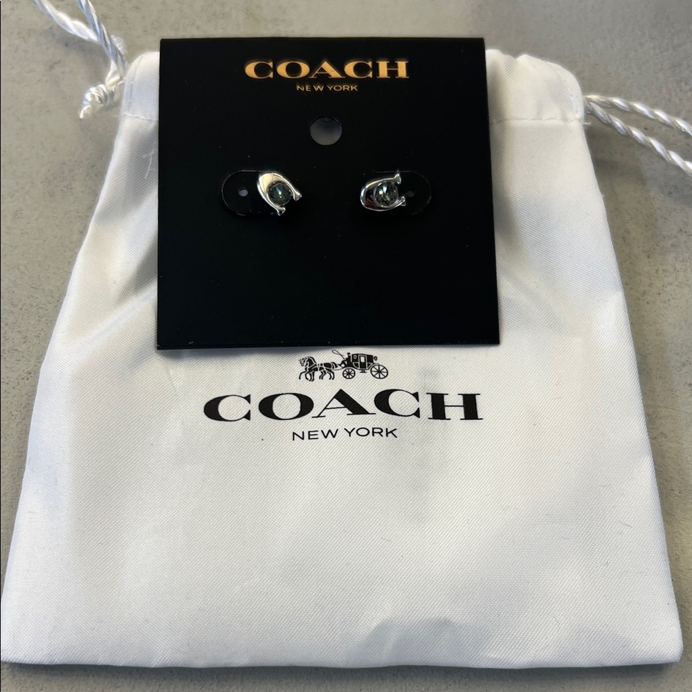 NWT Coach Studded crystal “C” earrings